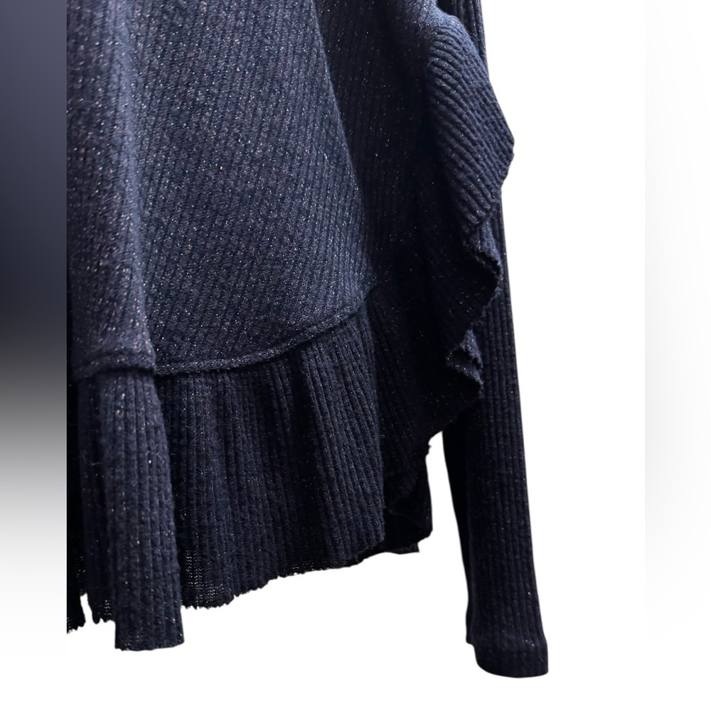 Anthropologie Postmark Orley navy metallic oversized cowl neck sweater Size L​ - Picture 4 of 9